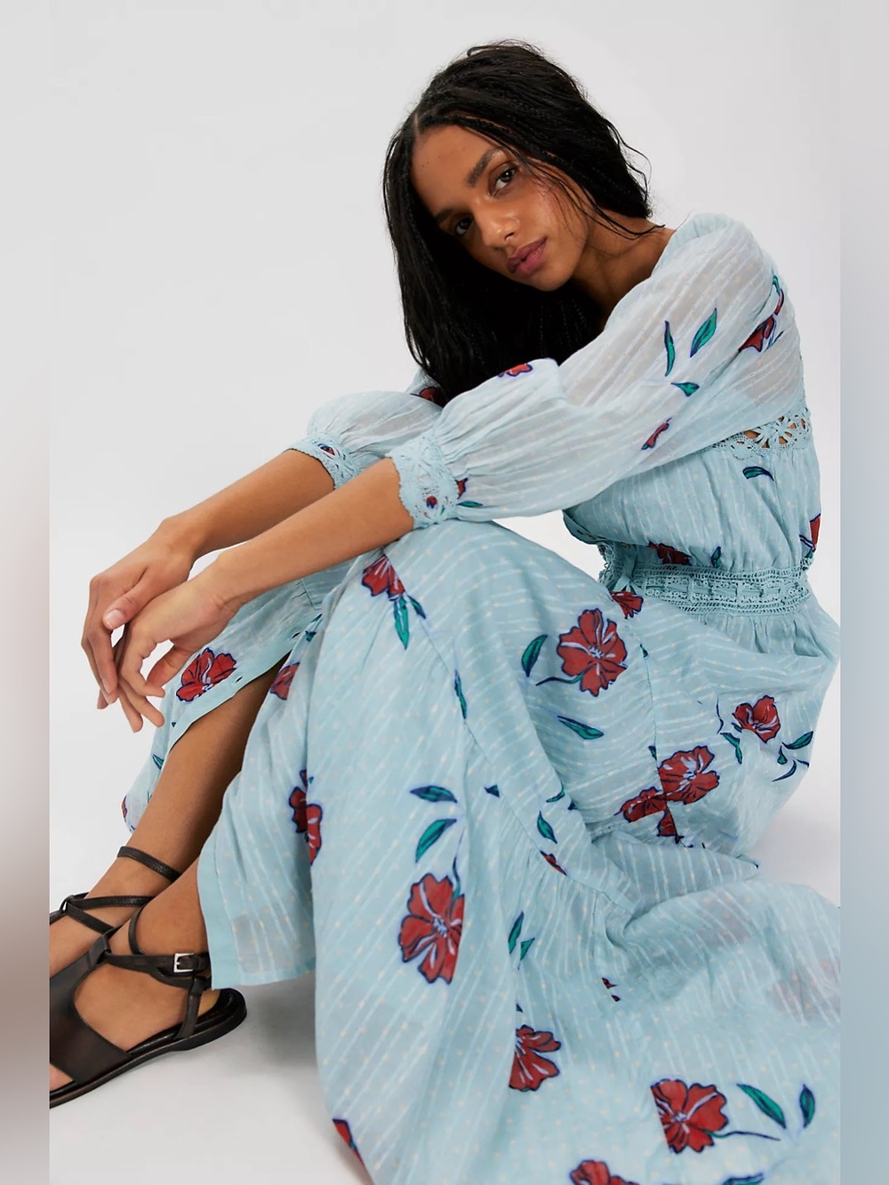 *NWT* Free People Morning Meadows Long-Sleeve Maxi Dress - Picture 6 of 14